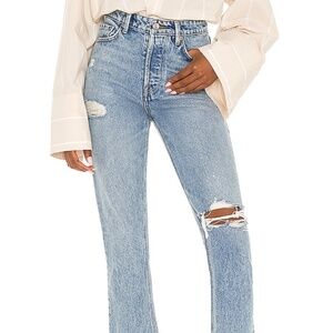 Grlfrnd Karolina High Rise Straight Crop in Larchmont with Rips